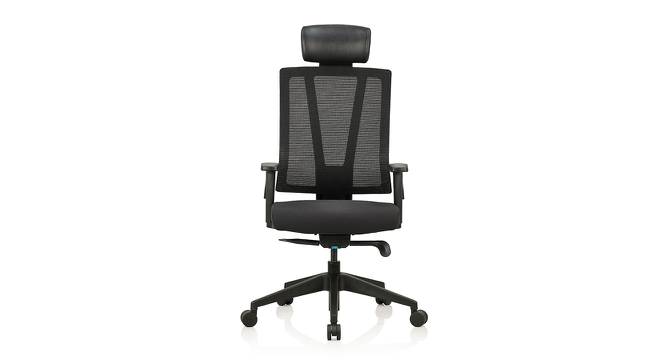 Enzo High Back Swivel Fabric Ergonomic Chair with Headrest in Black Colour (Black) by Urban Ladder - Cross View Design 1 - 546700