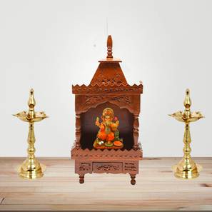 Home Temple Design Design Amar Solid Wood Free Standing Prayer Unit Without Door