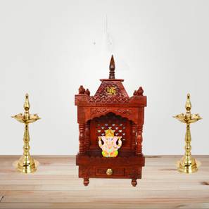 Prayer Units Design Ananya Solid Wood Free Standing Prayer Unit Without Door