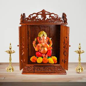 Agastya Solid Wood Free Standing Prayer Unit