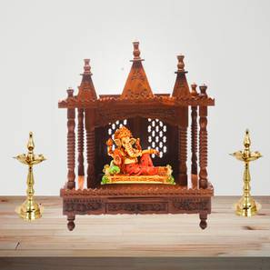 Home Temple Design Design Nikhil Solid Wood Free Standing Prayer Unit Without Door