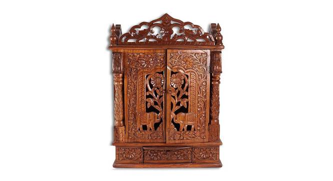 Agastya Solid Wood Free Standing Prayer Unit with Door (Natural Wood, Melamine Finish) by Urban Ladder - Cross View Design 1 - 547036