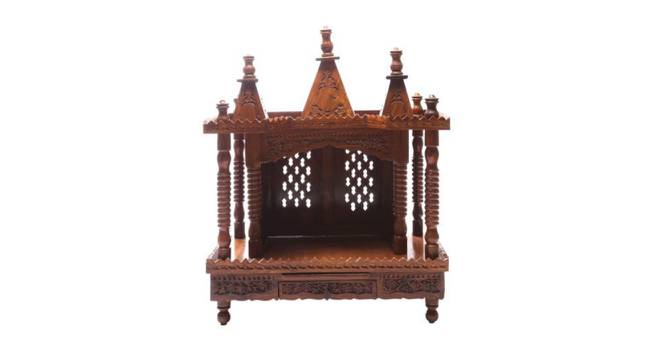 Nikhil Solid Wood Free Standing Prayer Unit (Natural Wood, Melamine Finish) by Urban Ladder - Cross View Design 1 - 547043