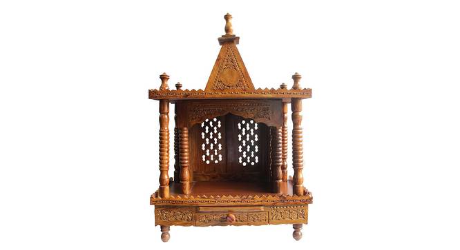 Shaan Solid Wood Free Standing Prayer Unit (Natural Wood, Melamine Finish) by Urban Ladder - Cross View Design 1 - 547044
