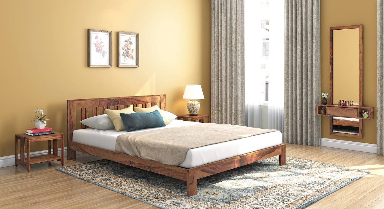 Beirut Solid Wood Bed Queen size Urban Ladder