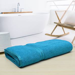 Bath Towels Design Charo Blue Solid 500 GSM Cotton 35.4x71 Inches Bath Towel (Turquoise)