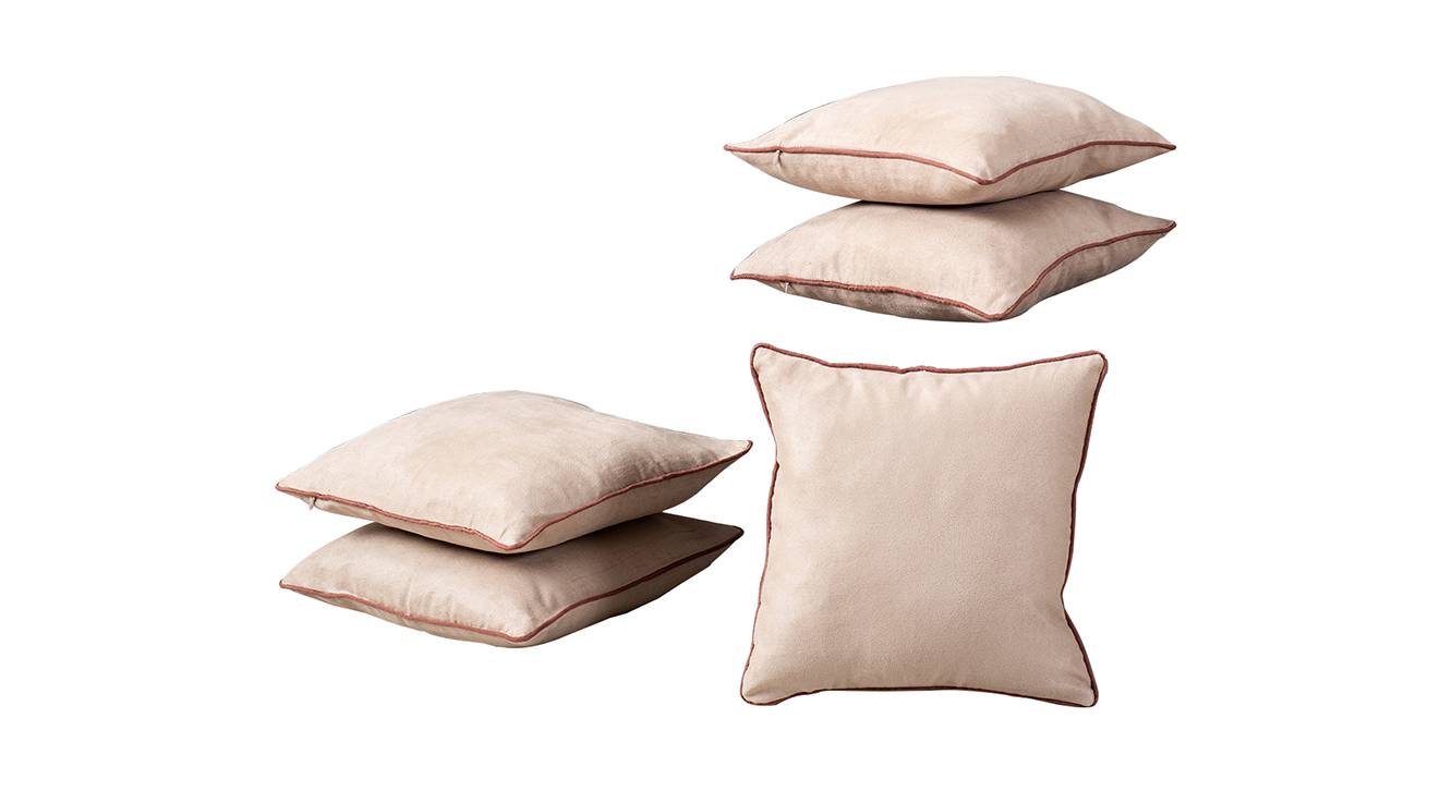 Beige Solid Faux Suede Cushion Cover Set of 5 Urban Ladder
