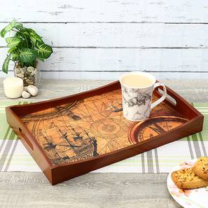 Trays Platters Design Mylah Brown Solid Wood Serving Tray (Brown)