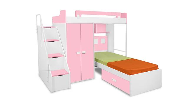 Diego Twin Bunk Bed (Pink, Matte Finish) by Urban Ladder - Cross View Design 1 - 554093