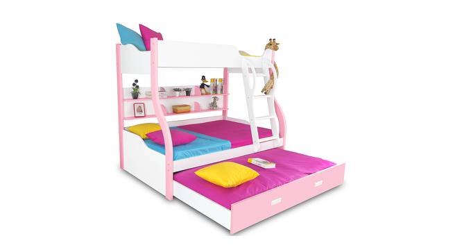 Mackinac Bunk with Trundle Bed (Pink, Matte Finish) by Urban Ladder - Cross View Design 1 - 554099