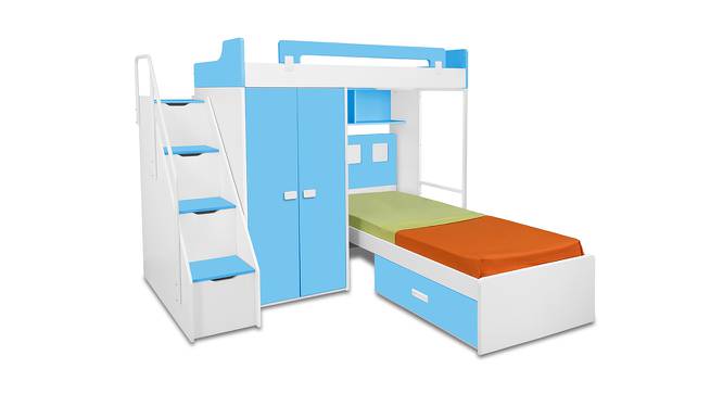 Helena Twin Bunk Bed (Blue, Matte Finish) by Urban Ladder - Front View Design 1 - 554209