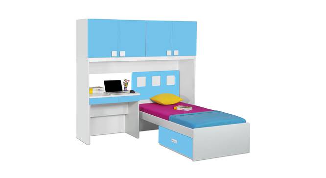 Tutuila Bed with Study Table (Blue, Matte Finish) by Urban Ladder - Front View Design 1 - 554218
