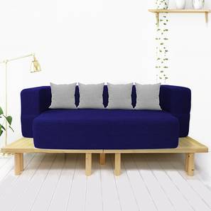 Sofa Cum Bed Design Camryn 4 Seater Fold Out Sofa cum Bed In Blue Colour