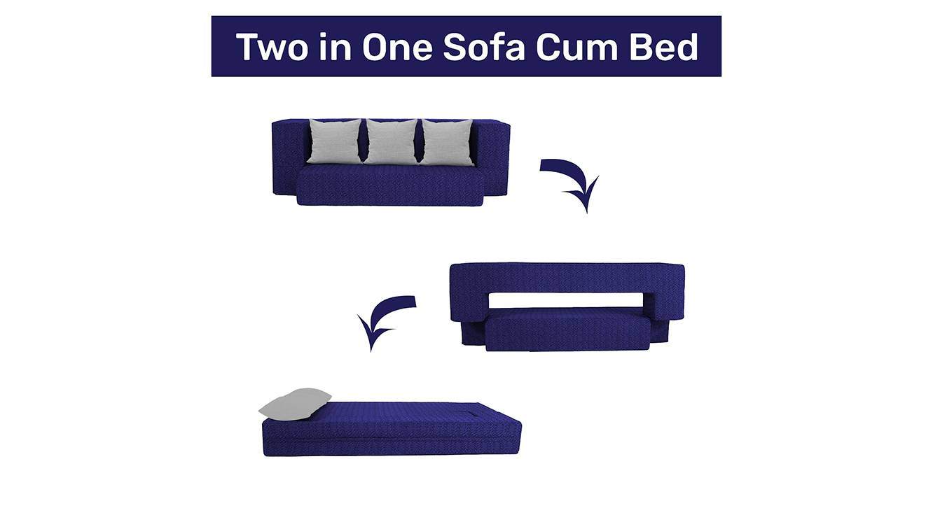 Camryn 4 Seater Fold Out Sofa cum Bed In Blue Colour Urban Ladder