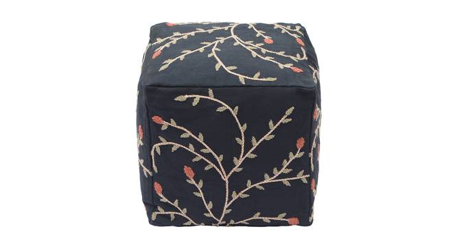 Cicely Cotton Fabric Pouffe in Black Colour (Black) by Urban Ladder - Cross View Design 1 - 555906