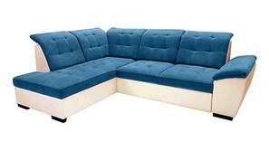 Ventonsia Sectional Fabric + Leatherette Sofa Set (Cream & Blue)