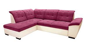 Ventonsia Sectional Fabric + Leatherette Sofa (Cream & Pink)