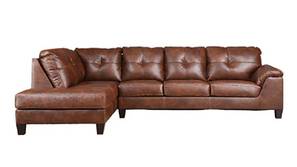 Ruldo Leatherette Sofa with Lounger (Brown)