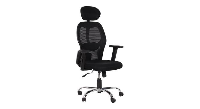 Matrix Foam Swivel Office Chair with Headrest in Black Colour (Black) by Urban Ladder - Front View Design 1 - 556203