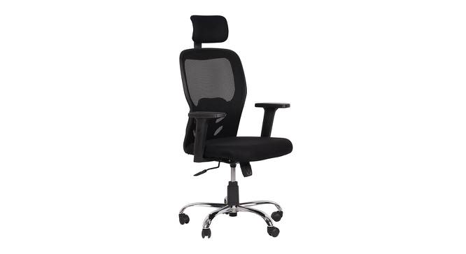 Atom Foam Swivel Office Chair with Headrest in Black Colour (Black) by Urban Ladder - Front View Design 1 - 556206