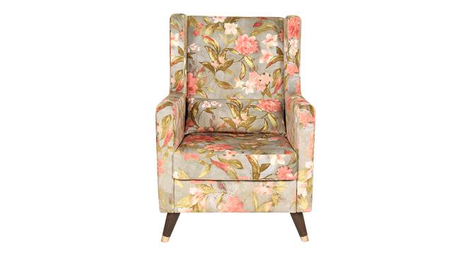 Opulent Fabric Wing Chair with Ottoman in Gold Colour by Urban Ladder - Cross View Design 1 - 556217