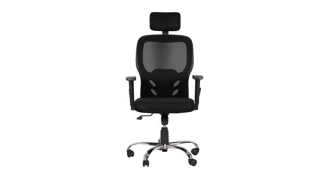 Atom Foam Swivel Office Chair with Headrest in Black Colour (Black) by Urban Ladder - Cross View Design 1 - 556222