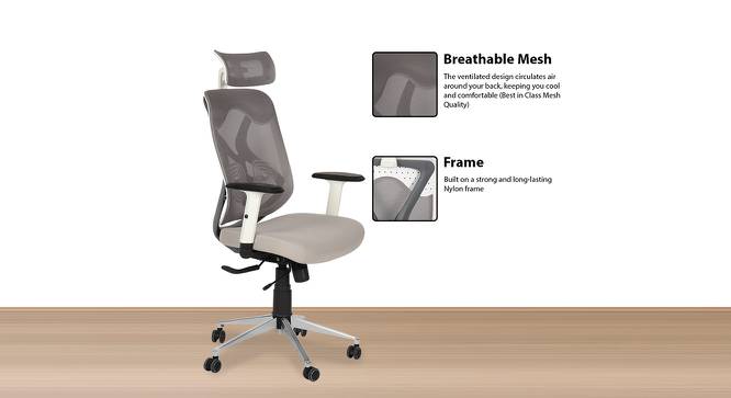 Spider Foam Swivel Office Chair with Headrest in White Colour (Beige) by Urban Ladder - Cross View Design 1 - 556223