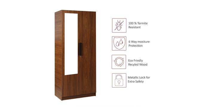 Ozone Engineered Wood 2 Door Wardrobe with Mirrorin Teak Finish (Melamine Finish) by Urban Ladder - Front View Design 1 - 556293