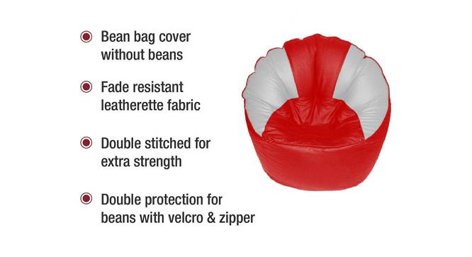 Ziva Bean bag (Red & White, XXXL Bean Bag Size, without beans Bean Bag Type) by Urban Ladder - Front View Design 1 - 556649