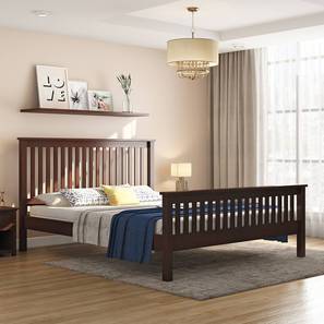Queen Size Bed Design Athens Bed (Solid Wood) (Queen Bed Size, Dark Walnut Finish)