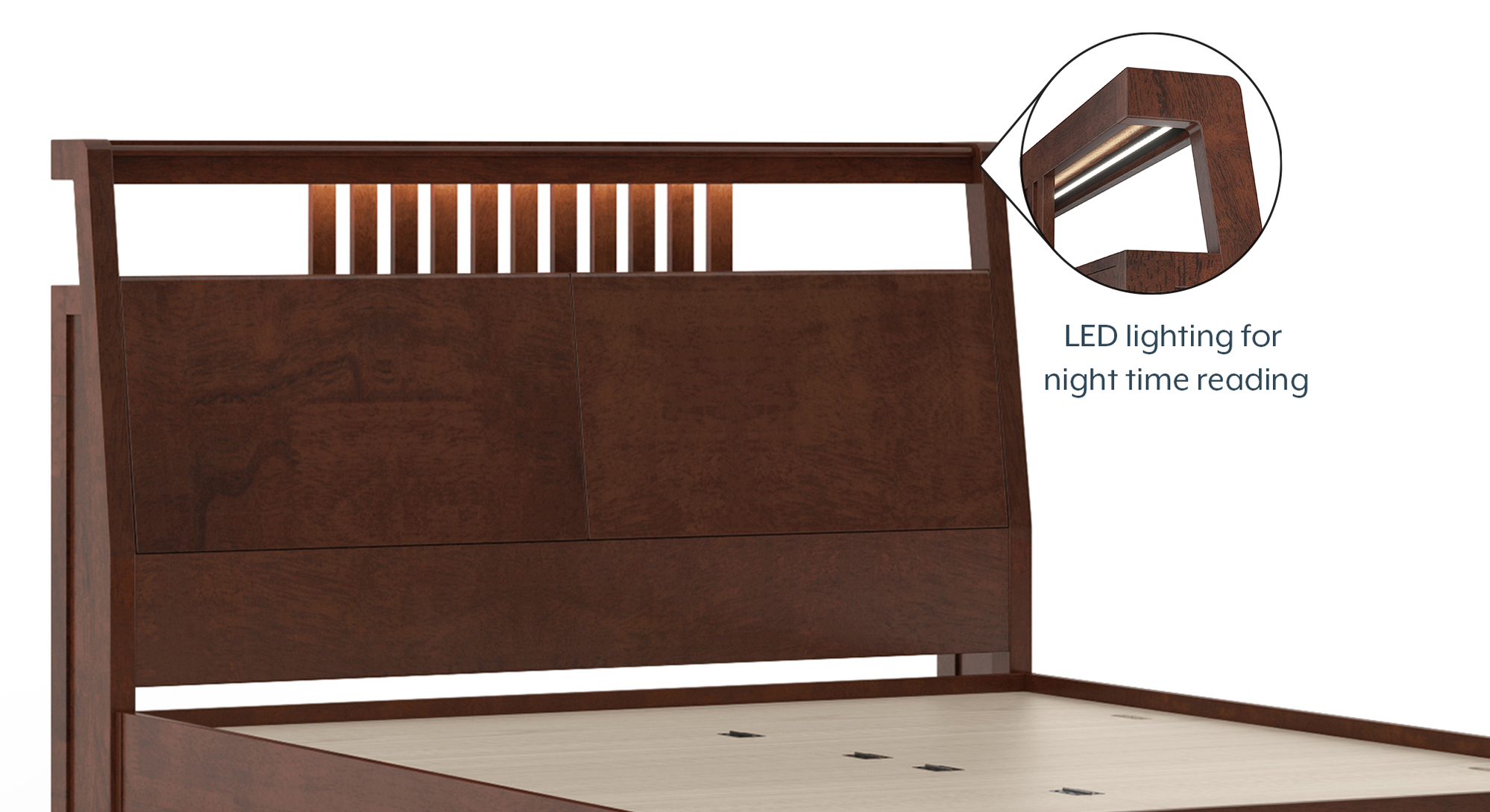 Amelia Solid Wood Queen Size Box Storage Bed in Dark Walnut Finish