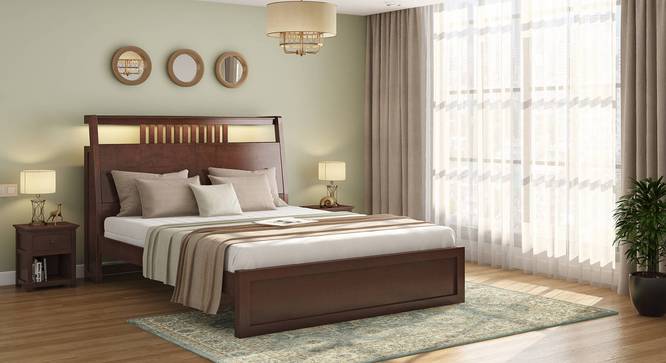 Amelia Smart Bed with Headboard Storage (Solid Wood) (Queen Bed Size, Dark Walnut Finish) by Urban Ladder - - 
