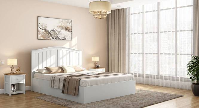 Wichita White Storage Bed (Solid Wood) (King Bed Size, White Finish, Box Storage Type) by Urban Ladder - - 