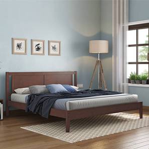 Double Beds Design Brandenberg Solid Wood King Size Non Storage Bed in Dark Walnut Finish