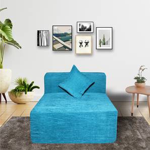 Malabar Wooden Sofa Set Design Storm 1 Seater Fold Out Sofa cum Bed In Sky Blue Colour