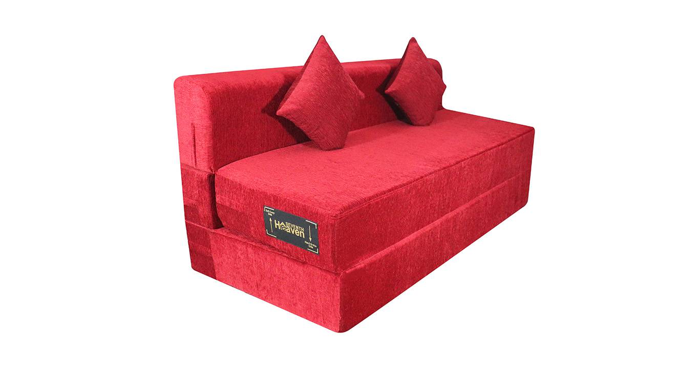 Philip 3 Seater Fold Out Sofa cum Bed In Maroon Colour Urban Ladder