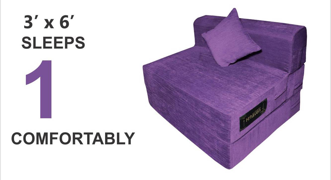 Tatum 1 Seater Fold Out Sofa cum Bed In Purple Colour Urban Ladder