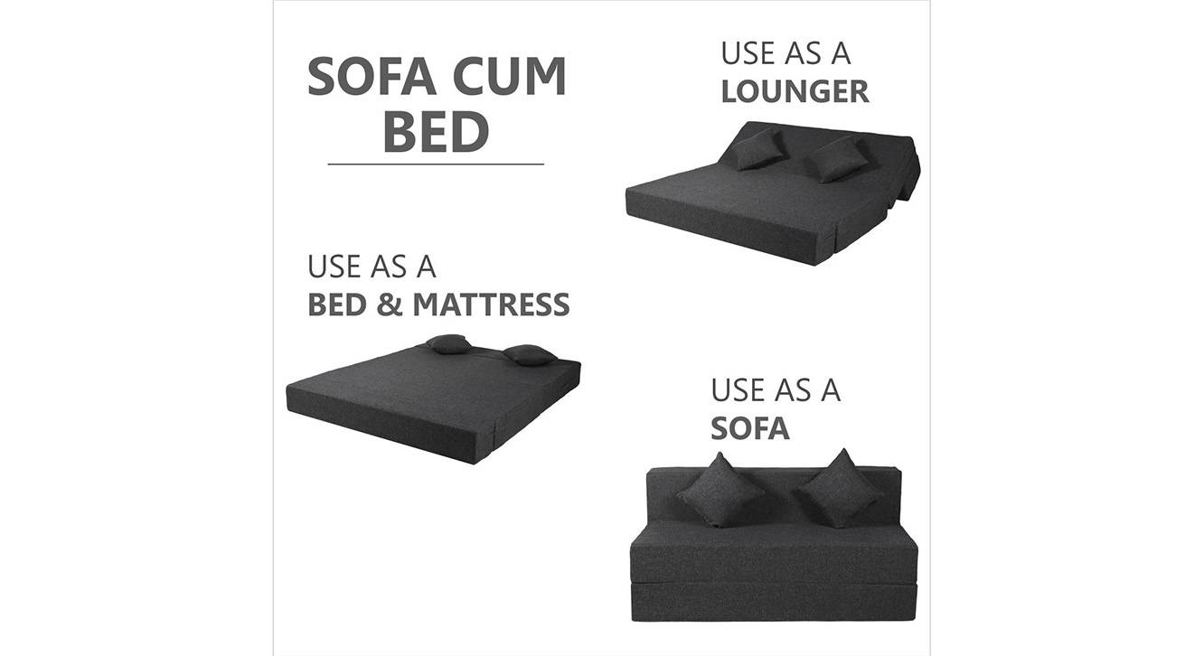 River 3 Seater Fold Out Sofa cum Bed In Grey Colour Urban Ladder