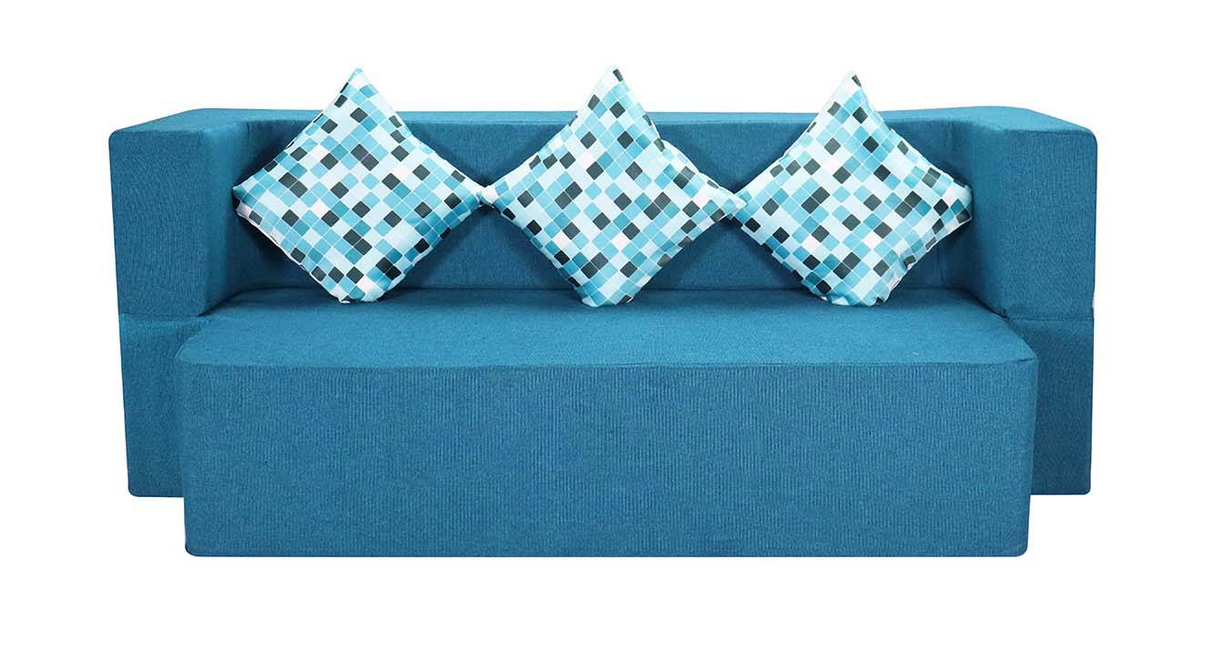 Delilah 3 Seater Fold Out Sofa cum Bed In Blue Colour Urban Ladder
