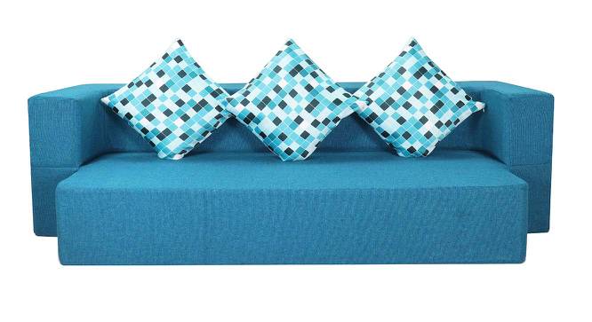 Esme 3 Seater Low Floor Sofa Cum Bed (Blue) by Urban Ladder - Front View Design 1 - 558195
