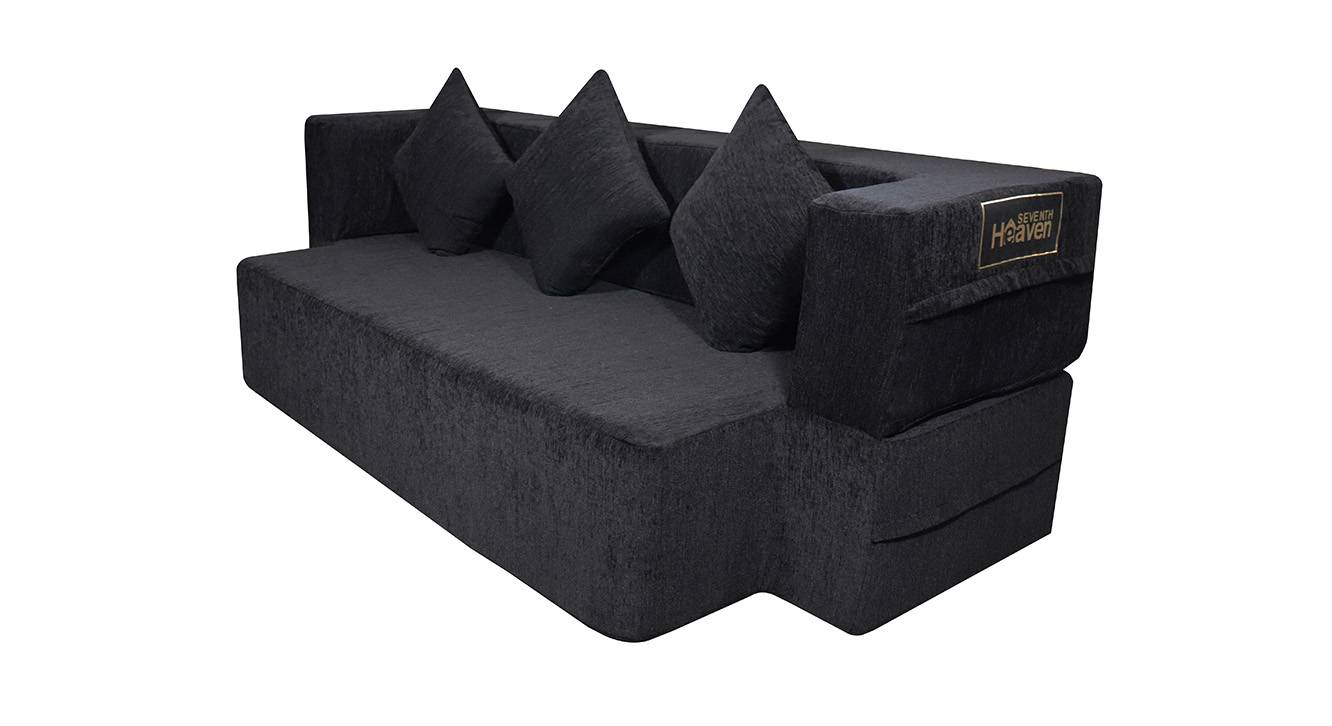 January 3 Seater Fold Out Sofa cum Bed In Black Colour Urban Ladder