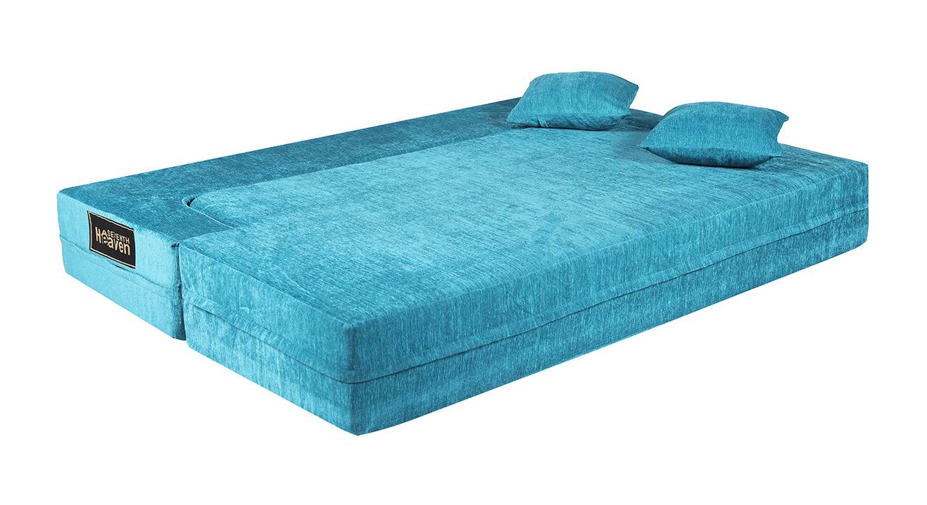 Hazel 3 Seater Fold Out Sofa cum Bed In Sky Blue Colour Urban Ladder