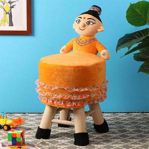 Ottomans Design Denzel Wooden Mother Doll Kids Stool (Orange)