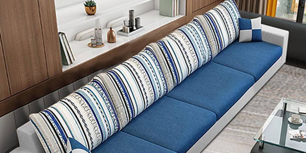 Adison Sectional Fabric Sofa (Dark Blue-Light Grey) by Urban Ladder - - 