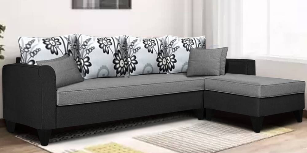 Amesty Sectional Fabric Sofa (Dark Grey-Black) by Urban Ladder - - 
