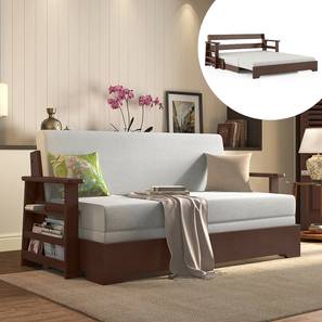 Wooden Sofa Beds Design Oshiwara Compact Sofa Cum Bed (Dark Walnut Finish, Vapour Grey)