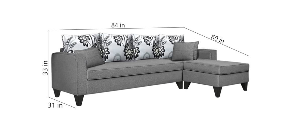 Amesty Sectional Fabric Sofa (Dark Grey) Urban Ladder