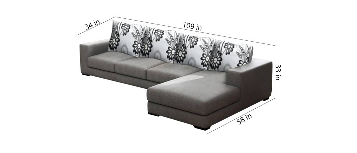 Branold Sectional Fabric Sofa (Dark Grey) Urban Ladder