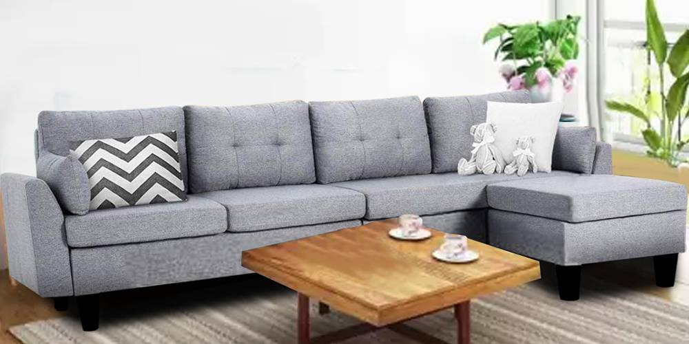 Clarona Sectional Fabric Sofa (Brown) Urban Ladder