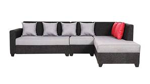 Cassol Sectional Fabric Sofa (Light Grey-Black)